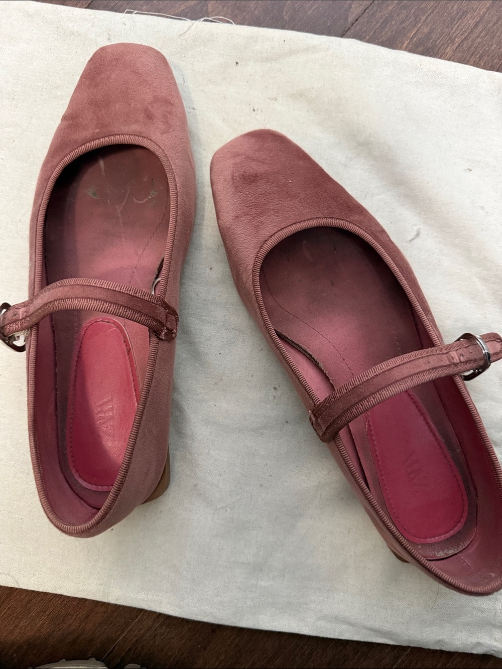 Zara Mauve Mary Jane Flats with Buckle Strap